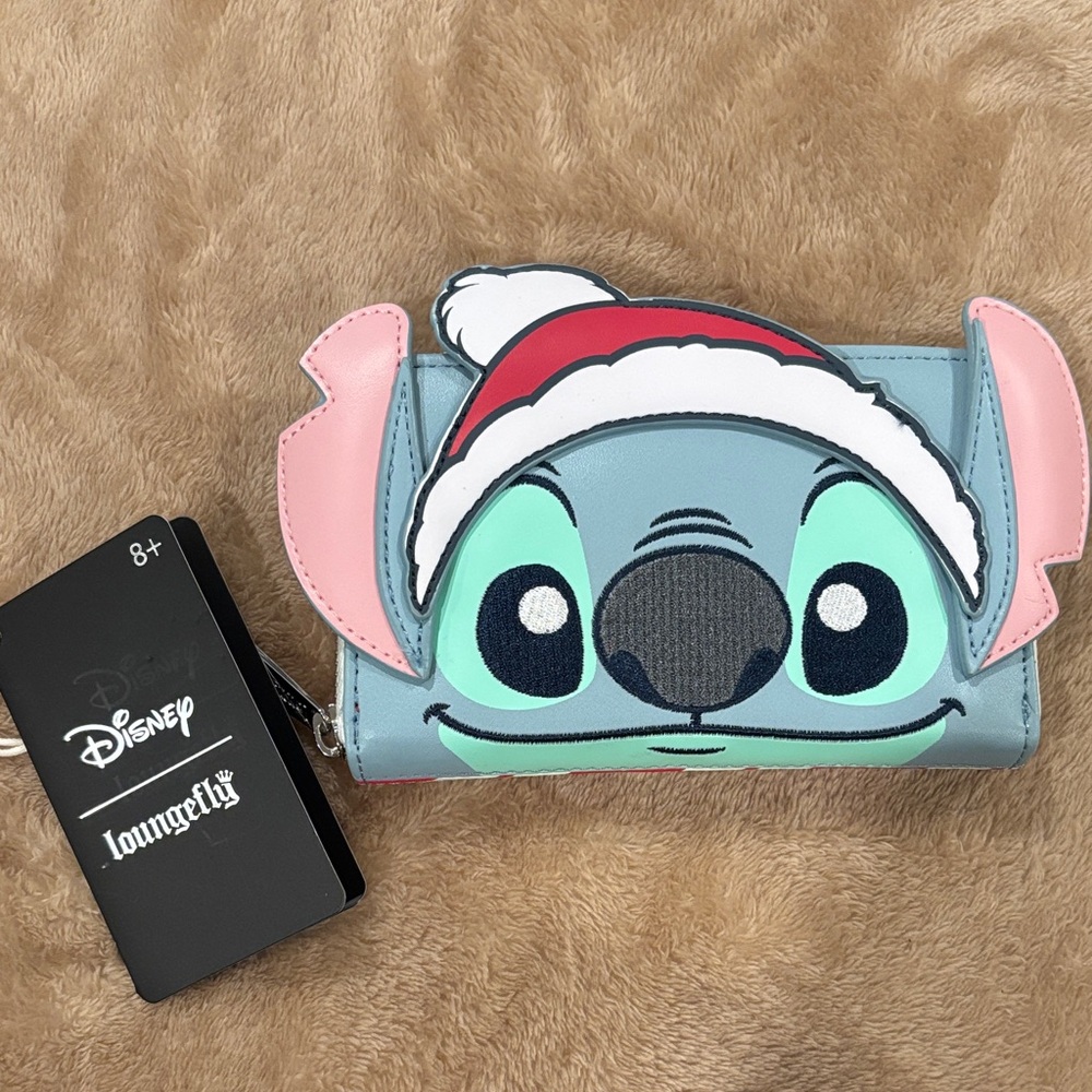 Loungefly Disney Stitch Santa Hat Wallet - Blue and Pink